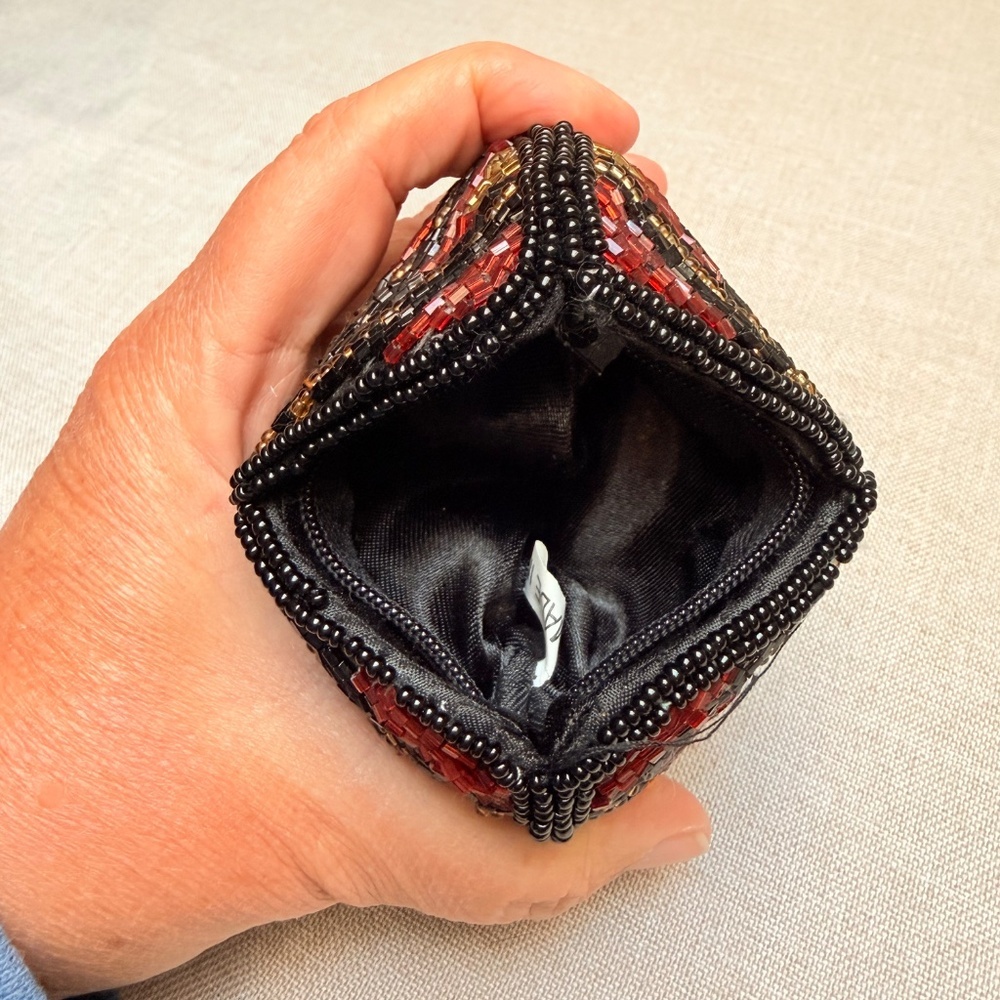 Vintage Beaded Art Deco Fan Style Coin Purse Wallet - Picture 7 of 9